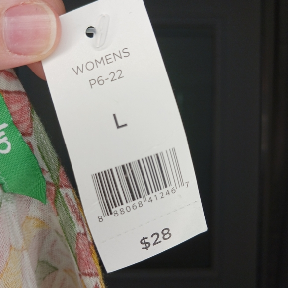 NWT Dip Green/Red V Neck Short Sleeve Top Size Large - Picture 5 of 6